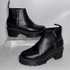 Dr Martens Rometty II Black Leather Chelsea Platform Ankle Boots US 6 or 37 EU